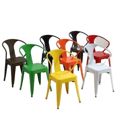 China Adjustable Metal Frame Armchair Customized Metal Stacking Dining Chairs for sale