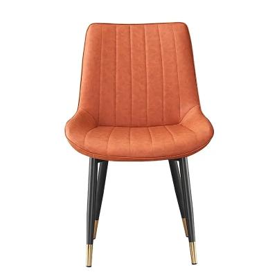 China Customized Adjustable PU Leather Dining Chairs Orange Upholstered Dining Chair for sale