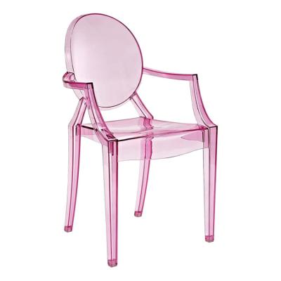 China Lovely Design Pink Ghost Chair With Arms Ghost Chiavari Chairs for sale