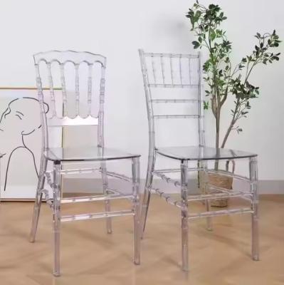 China Stapelbare heldere Acryl Chiavari stoelen Banket Lucite Chiavari stoelen Te koop