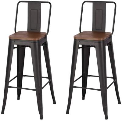 China Industrial Vintage Bar Stools With Backs / Commercial Metal Bar Stools for sale