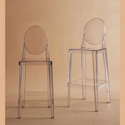 China Transparent Clear Acrylic Bar Stools Stackable Plastic Bar Stools With Backs for sale