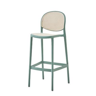 China Home Balcony Rattan Bar Stool Chair Green Rattan Counter Stools Customized for sale