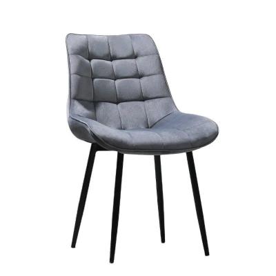 China Modern Grey Velvet Tufted Dining Chairs Padded Dining Chairs For Hotel Apartment for sale