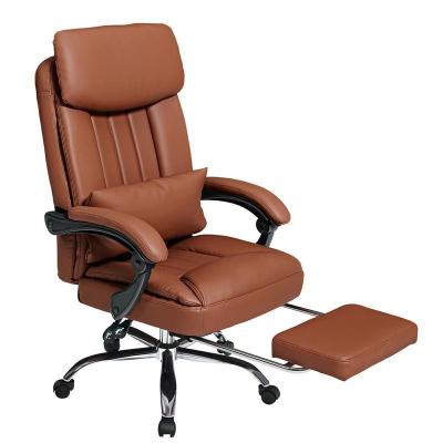 China Brown Leather Executive Chair With Footrest Executive Office Chair With Leg Rest for sale