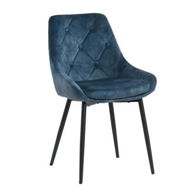 China Blue Padded Velvet Dining Chairs Bedroom Velvet Upholstered Dining Room Chairs for sale