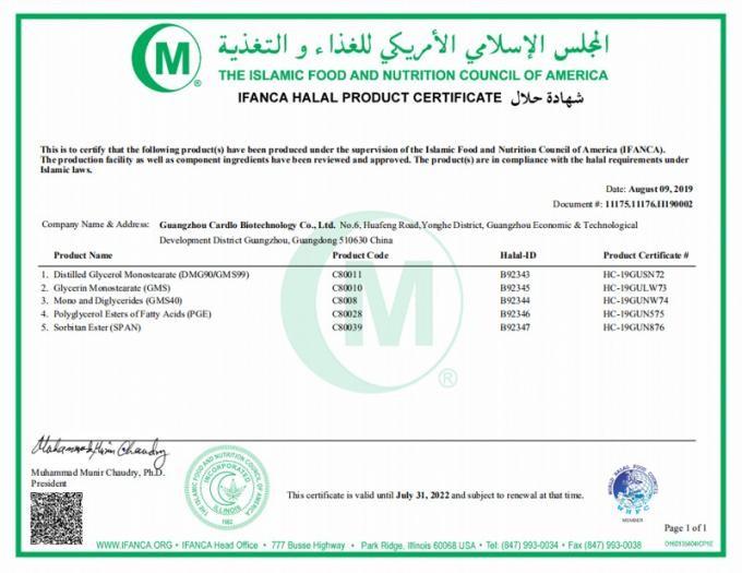 IFANCA HALAL PRODUCT CERTIFICATE - GUANGDONG CARDLO BIOTECHNOLOGY CO., LTD.