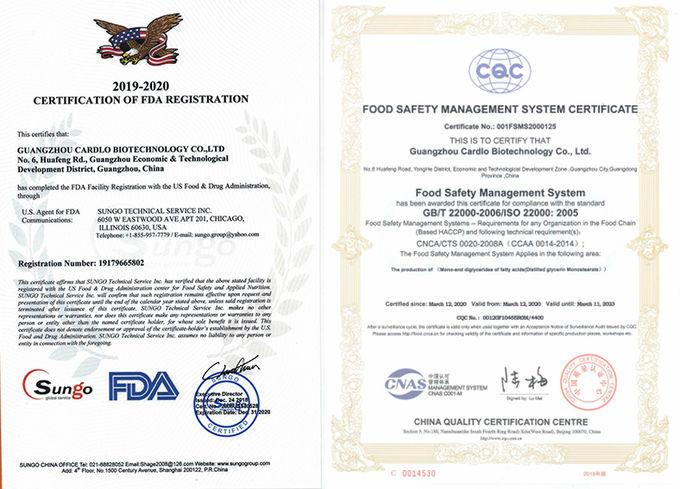 CERTIFICATION OF FDA REGISTRATION - GUANGDONG CARDLO BIOTECHNOLOGY CO., LTD.