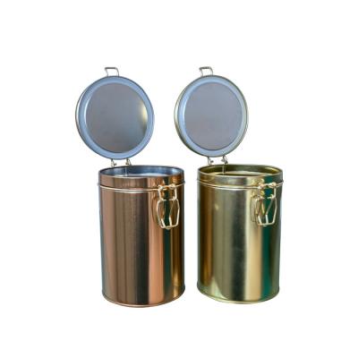 China Food Grade Food Grade Embossed Airtight Round Metal Hinged Tin Box Tin Container For Tea Coffee for sale