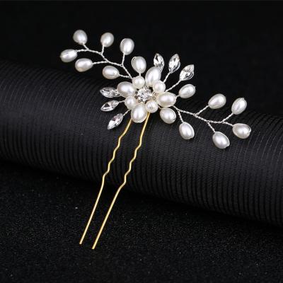 China Environmentally Friendly Elegant Pearl Flower Decor Handmade Hair Pins Wedding Crystal Bridal Hair Accessories for sale