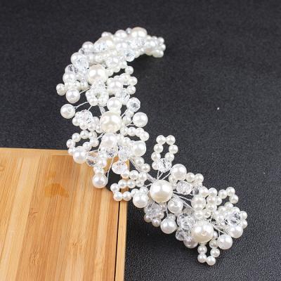 China High Qaulity Environmental Friendly White Pearl Crystal Bride Crown Wedding Headpiece Hair Accessories For Wedding for sale