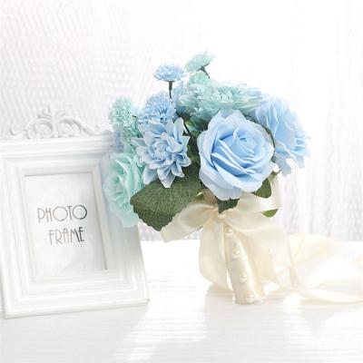 China Factory Direct Sale Handmade Home Decorations Rose Bridal Flowers Artificial Wedding Party Bouquet for sale