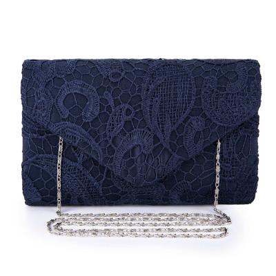 China Latest Design High Quality Ladies Floral Lace Envelope Prom Shoulder Handbag Clutch Purse Even Wedding Bag for sale