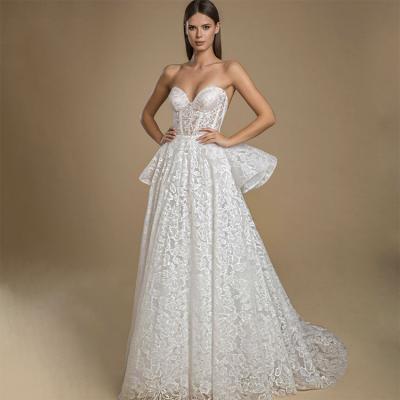 China Newest Vestido De Novia Strapless Lace Wedding Dress Luxury Bridal Gown -Shoulder Anti-Static Bridal Dress Wedding Dress for sale