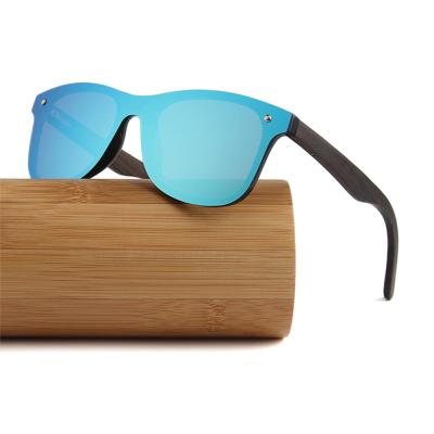 China Fashion custom mens sunglasses one piece cat.3 uv400 one piece lens wooden temple polarized sunglasses for sale