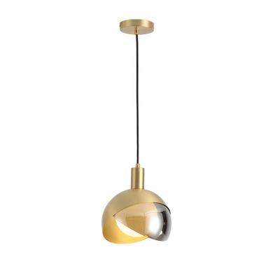 China Modern Nordic Design Decor Round Ball Living Room Bar Kitchen E27 Bedside Gold Glass Pendant Lighting for sale