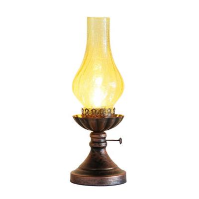 China Modern Antique Vintage Mini Round Glass Kerosene Oil Decorative Electric Rustic Table Lamps for sale