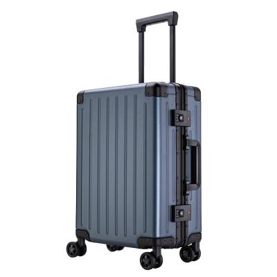 China New high quality leather grain aluminum all aluminum suitcase made in China luggage pull rod box set 41A for sale