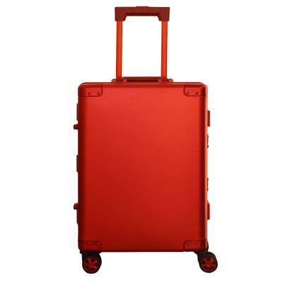 China 21N Style Leather Aluminum Luxury Handmade Decorative Classic Luggage Bag Large Suitcase With Wheels for sale