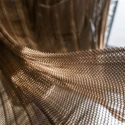 China Plain Weave Tianjin Decorative Wire Mesh Coil Curtain Aluminum Metal Chain Drapery Fabric For Bars Screen for sale