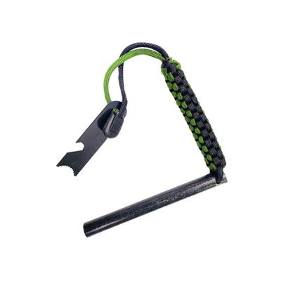 China Eco-Friendly Fire Starter Flint Striker Wth Paracord GI Bushcraft Survival Flint Black Handle Fire Starter for sale