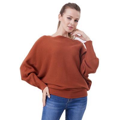 China Anti-wrinkle Winter Basic Style Knitted Batwing Sleeve Sweater Women for sale