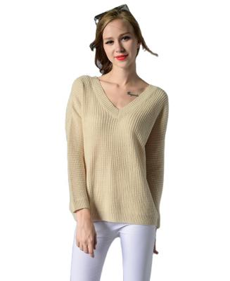 China Anti-wrinkle backless v neck sleeve betwing sweater for lady for sale