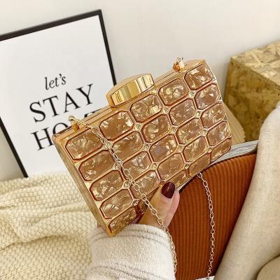 China Wholesale Luxury Rhinestone RFID Online Shopping Ladies Grab Bags Gold Chain Shoulder Even Elegant Handbags For Women New for sale