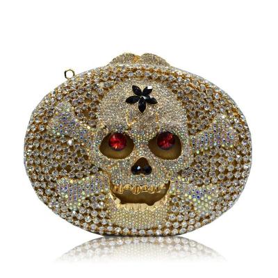 China 2021 Fashion Luxury Rhinestone Cross Shoulder Bag Women Evening Clutches Skull Chain Bag Crystal Ladies Clutch Purses Cross for sale