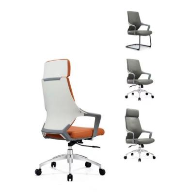 China Swivel Factory Manufacturing Swivel Chair Modern Design Leather Chair Office Round Gray Orange Gray Chair for sale