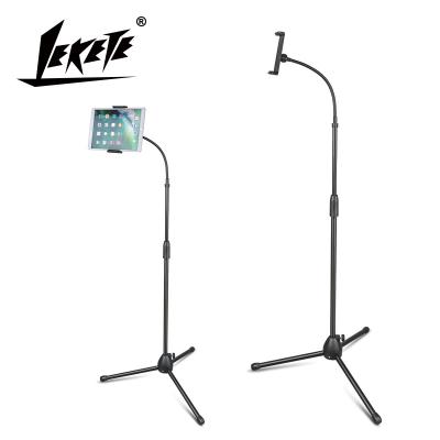 China LEKETE LKT-802 Adjustable Metal Tablet Floor Stand 360 Degree Rotating Lazy Phone Floor Stand for Tablet or Phone for sale