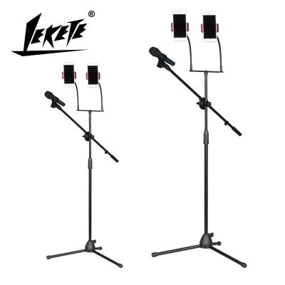 China Mobile phone& Hot selling LEKETE LKT-803B microphone can put two mobile phones microphone and live broadcast floor stand for sale