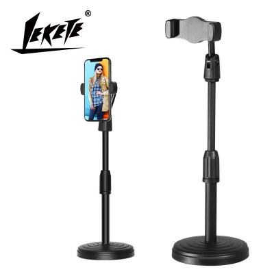 China LEKETE LKT-130E Wholesale 360 ​​Adjustable Live Round Base Adjustable Height Mobile Phone Holder Rotating Desktop Stand for sale