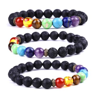 China CLASSIC Fashion Natural Stone 7 Chakra Beads Bracelet Men Women Jewelry for sale