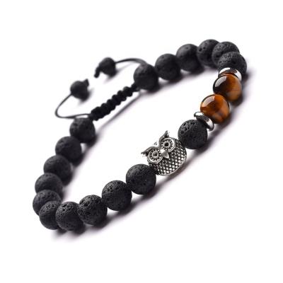 China Owl Head Spider-Man Leopard Head CLASSIC beaded bracelets Tiger Eye Lava Weave Bracelet for sale