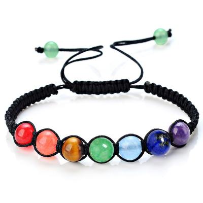 China CLASSIC 7 Chakra Adjustable Hand Knitting Natural Stone Beads Charm Bracelet Yoga Healing Reiki Jewelry for sale