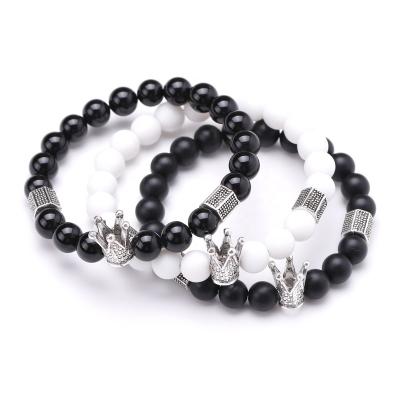 China CLASSIC Men Women Crown Fashion Jewelry Charm Luxury Natural White Stone Stones Bracelets for sale