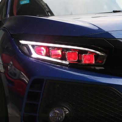 China ABS Oubiao For 2016 2017 2018 2020 2021 Honda Civic Headlight Red Devil Eye Modified Car LED Headlights for sale