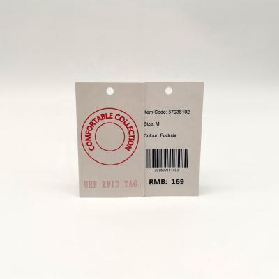 China Custom Coated Paper Low Cost Apparel UHF RFID Tag With Chip Alien H4 H9 U 8 U 9 Hang Tag for sale