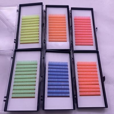 China Wholesale Fluorescent Color Eyelash Extension Color Lashes Super Flexible Colorful Individual Eyelash Extension Lashes for sale