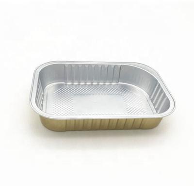 China Disposable Wall 345ml FoodCooking Square Smooth Aluminum Food Tray for sale