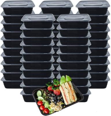 China Microwave Safe Black Rectangular Reusable Reusable Meal Prep TF500-50 Plastic Microwavable Food Containers For Meal Preparing With Lids for sale