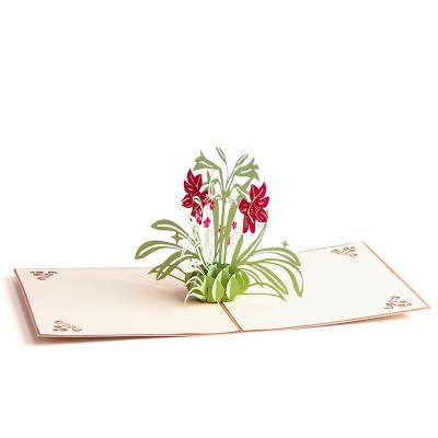 China Europe Gold Narcissus Flower Pop Up Laser Cut Greeting Cards for Mothers Day for sale