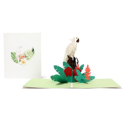 China Europe Parrot Animal Custom Pop Up 3D Cards For Mother's Day for sale