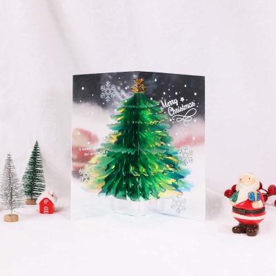 China Europe Tree UV Printing Paper 3d Glossy Christmas Pop Up Cards for sale