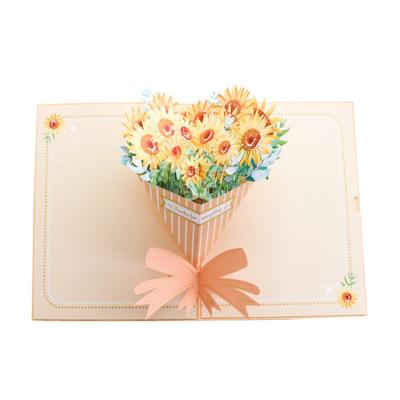 China China 3d Sunflower Bouquet Pop Up Cards for sale