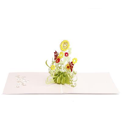 China Europe Colorful Sunflower Custom 3D Pop Of Greeting Cards Send To Girlfriend for sale