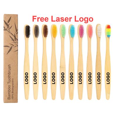 China Packaging And Logo Natural Bamboo Toothbrush Charcoal Customized Biodegradable Stiffens OEM Bamboo Toothbrush for sale