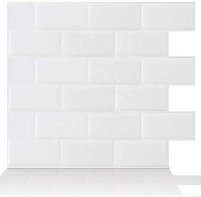 China Modern Self Adhesive Vinyl 3D Tiles Peel And Stick White Backsplash Subway Tile for sale