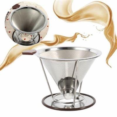 China Custom Integrated Double Layer V60 Pour Over Metal Coffee Dripper with Stand for sale